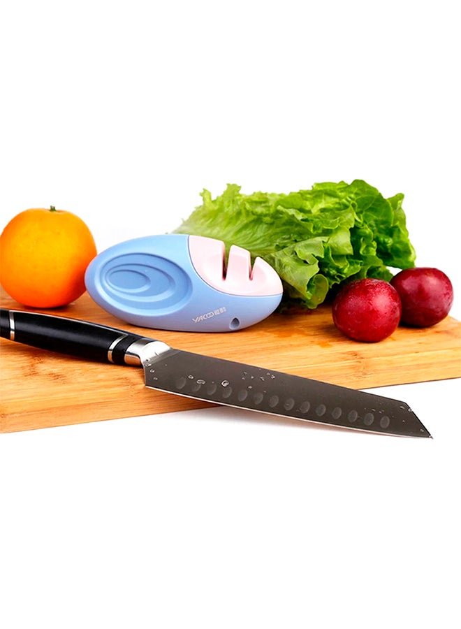 Two Staged Pocket Knife Sharpener Blue