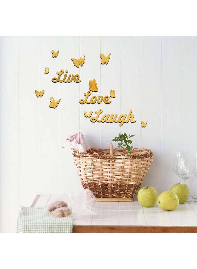 Umiwin - 3D Live Love Laugh Mirror Sticker Gold 60x90centimeter - Image 1