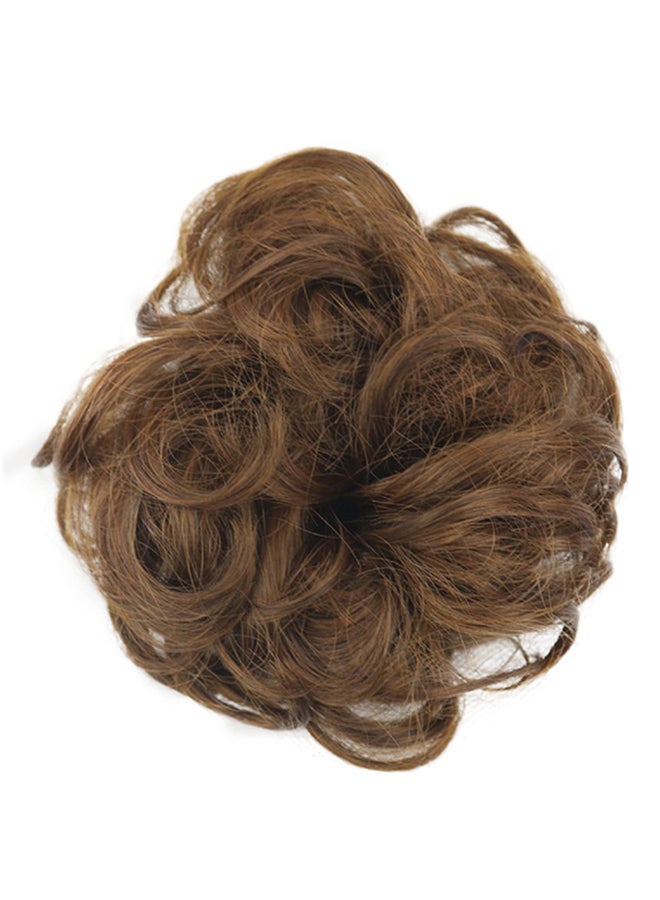 Real Natural Curly Messy Bun Hairpiece Scrunchie Hair Extensions as Human Style Brown