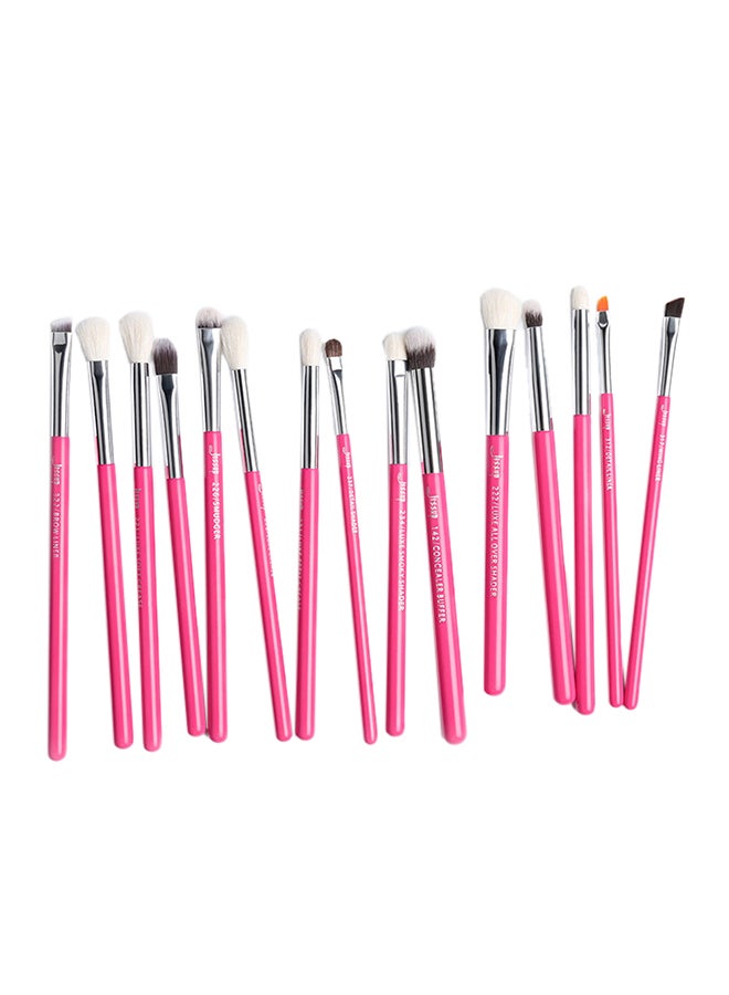 Jessup 15-Piece Precision Complete Eye Brushes Set Pink/Silver - Image 1