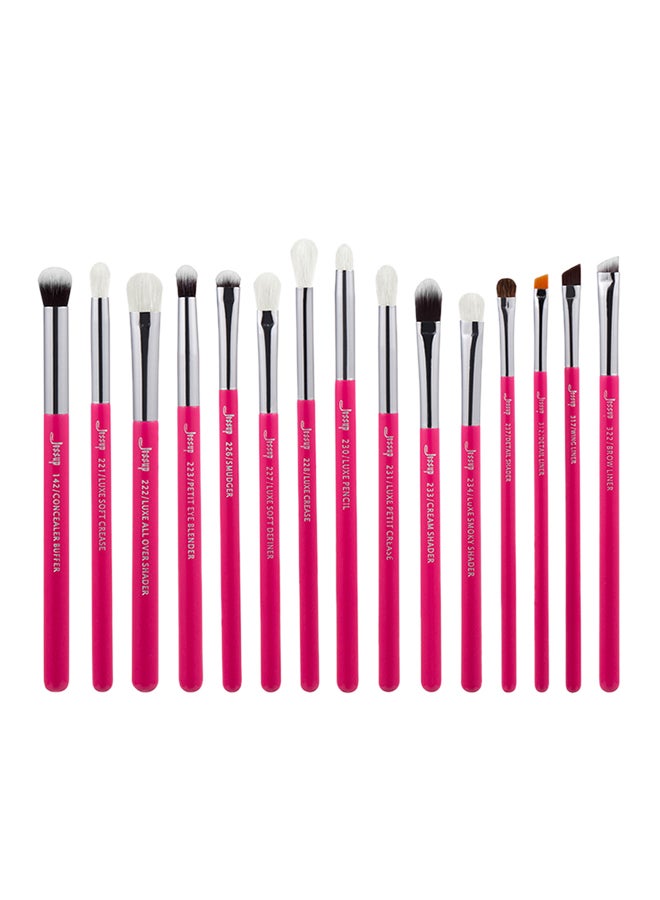 15-Piece Precision Complete Eye Brushes Set Pink/Silver - v1550219236/N20886709A_1