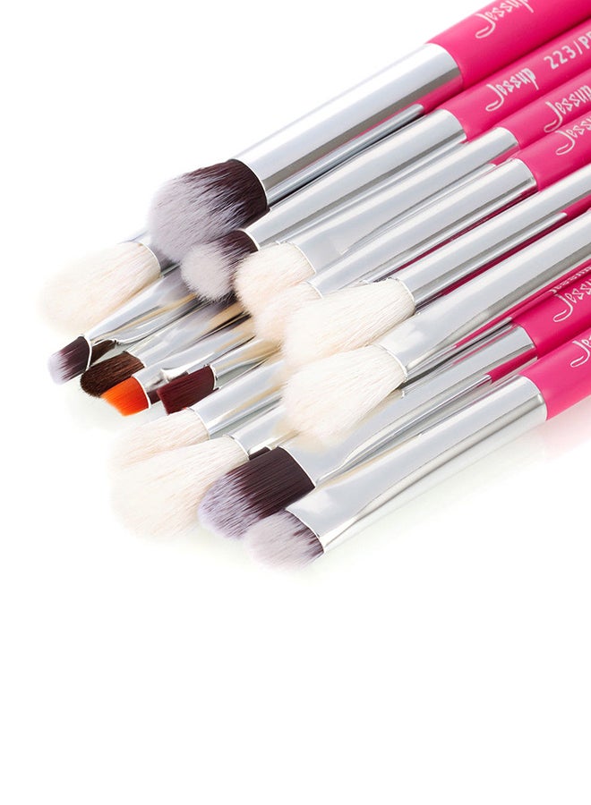 Jessup 15-Piece Precision Complete Eye Brushes Set Pink/Silver - Image 4