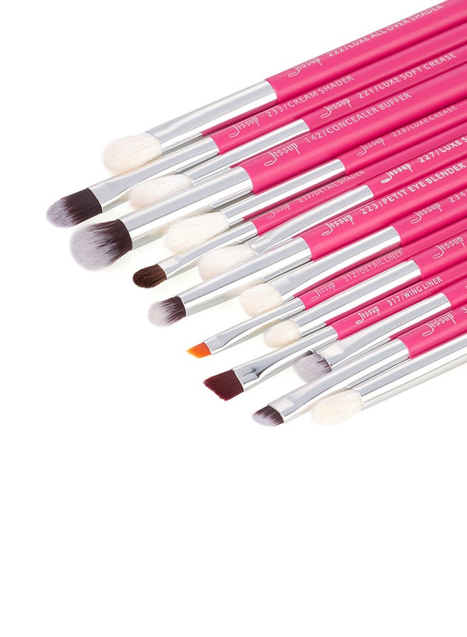 Jessup 15-Piece Precision Complete Eye Brushes Set Pink/Silver - Image 5