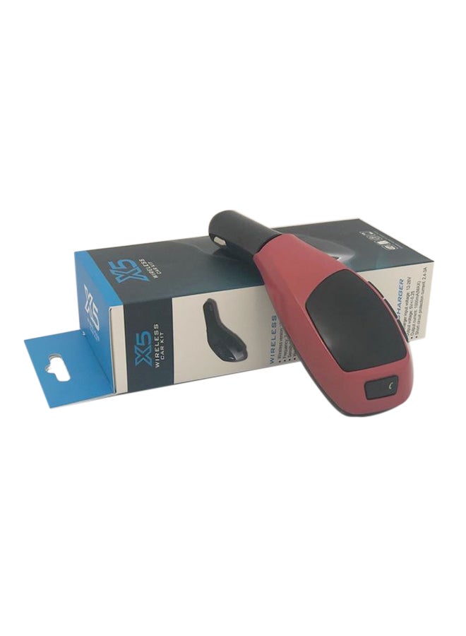Generic - Bluetooth Car Charger With FM Transmitter/Memory Card Reader Red/Black - Image 1