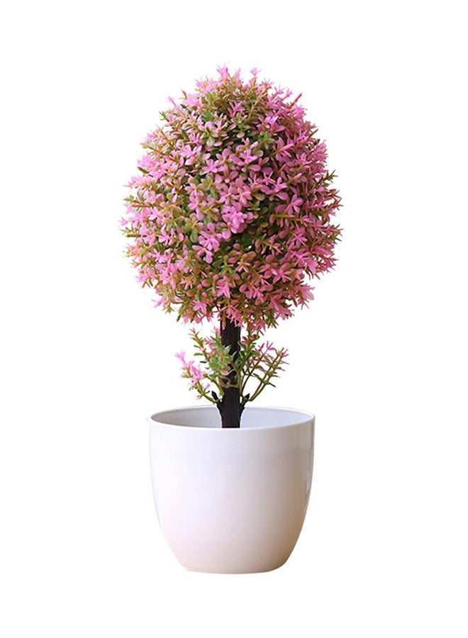 بلولانز شجرة كروية دائمة الخضرة صناعية في أصيص وردي - Image 1