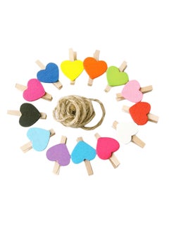 Bluelans 50-Piece Heart Shaped Wooden Photo Clips Multicolour  - Image 1