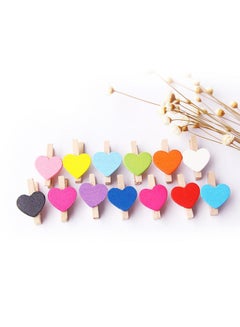 Bluelans 50-Piece Heart Shaped Wooden Photo Clips Multicolour  - Image 2