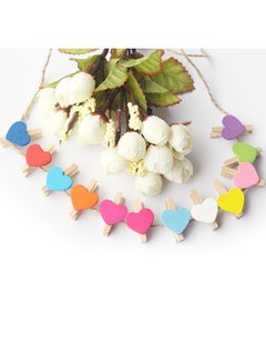 Bluelans 50-Piece Heart Shaped Wooden Photo Clips Multicolour  - Image 3