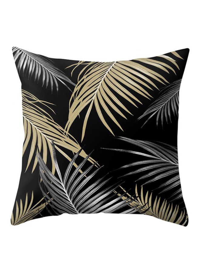 Bluelans Nordic Palm Leaf Printed Throw Pillow Case Gold/Black/Silver 