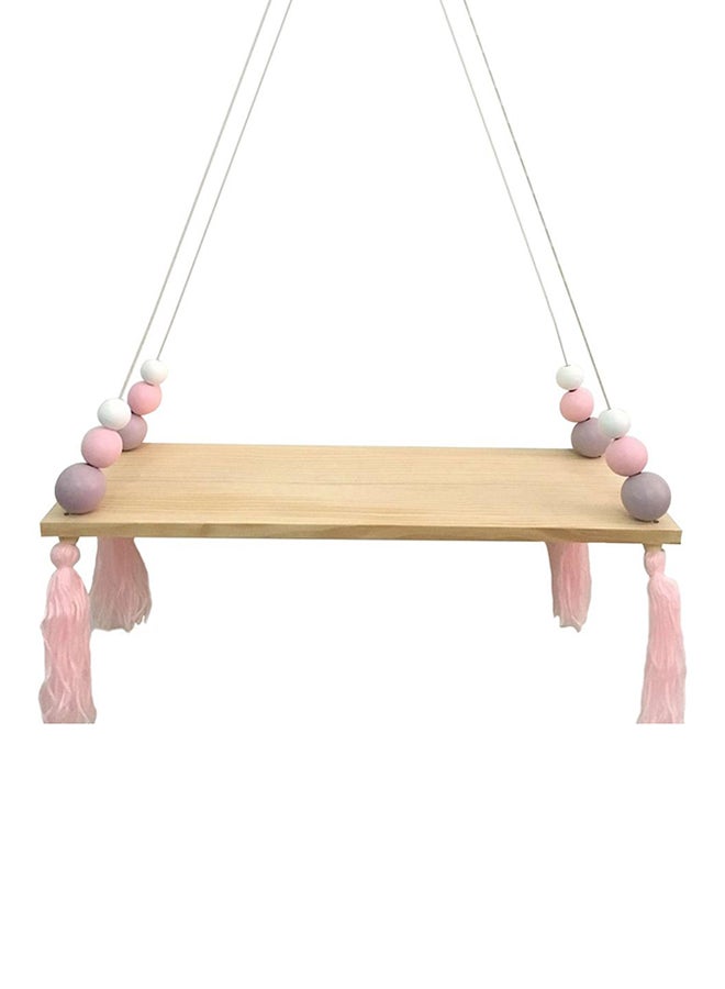 Bluelans Nordic Style Bead And Tassel Design Wall Hanging Wooden Rack Beige one size  - Image 1