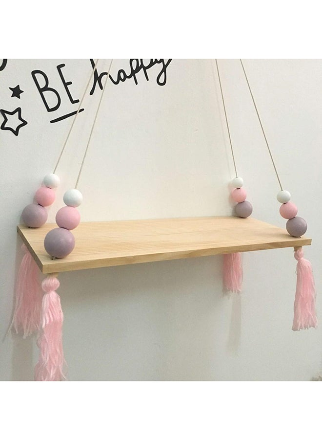 Bluelans Nordic Style Bead And Tassel Design Wall Hanging Wooden Rack Beige one size  - Image 2