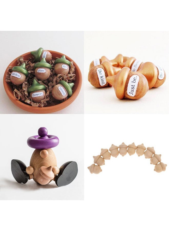 Bluelans 10-Piece Decorative Wooden Acorns Beige  - Image 3