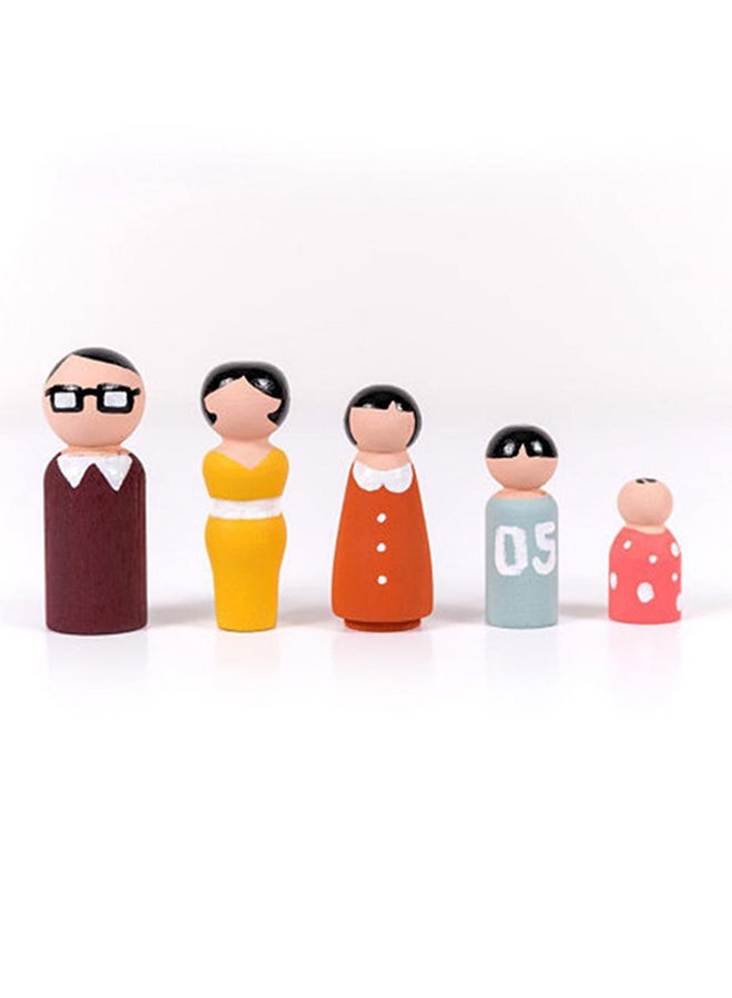 Bluelans 5-Piece Unpainted Wooden Decorative Peg Doll Set Beige  - Image 3