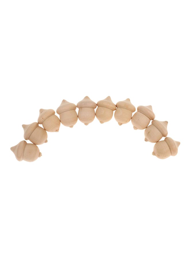 Bluelans 10-Piece Decorative Wooden Acorns Beige  - Image 1