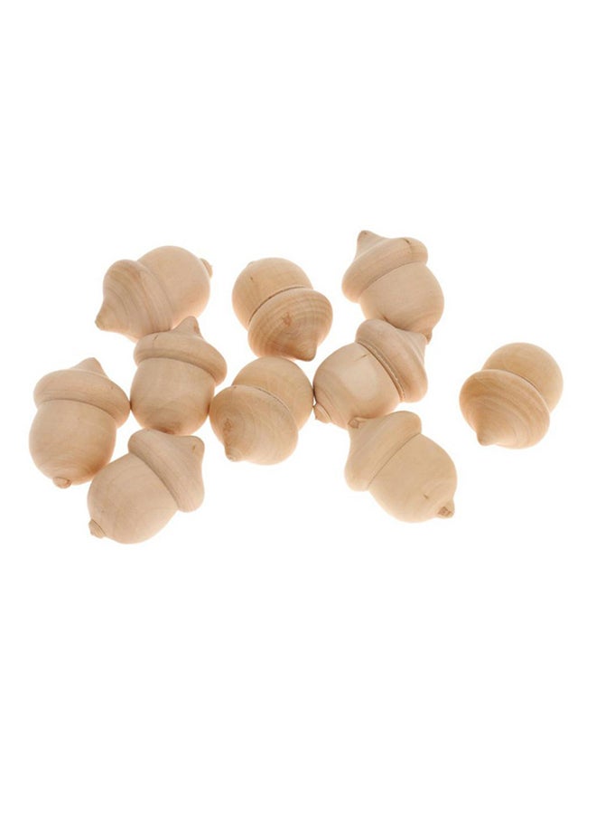 Bluelans 10-Piece Decorative Wooden Acorns Beige  - Image 2