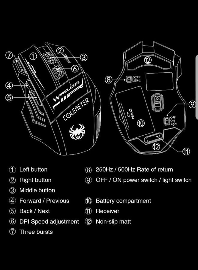 Generic - 7D Wireless Optical Gaming Mouse Black - Image 1