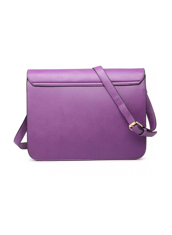 MISS LULU Briefcase Design Crossbody Bag Purple - Image 2