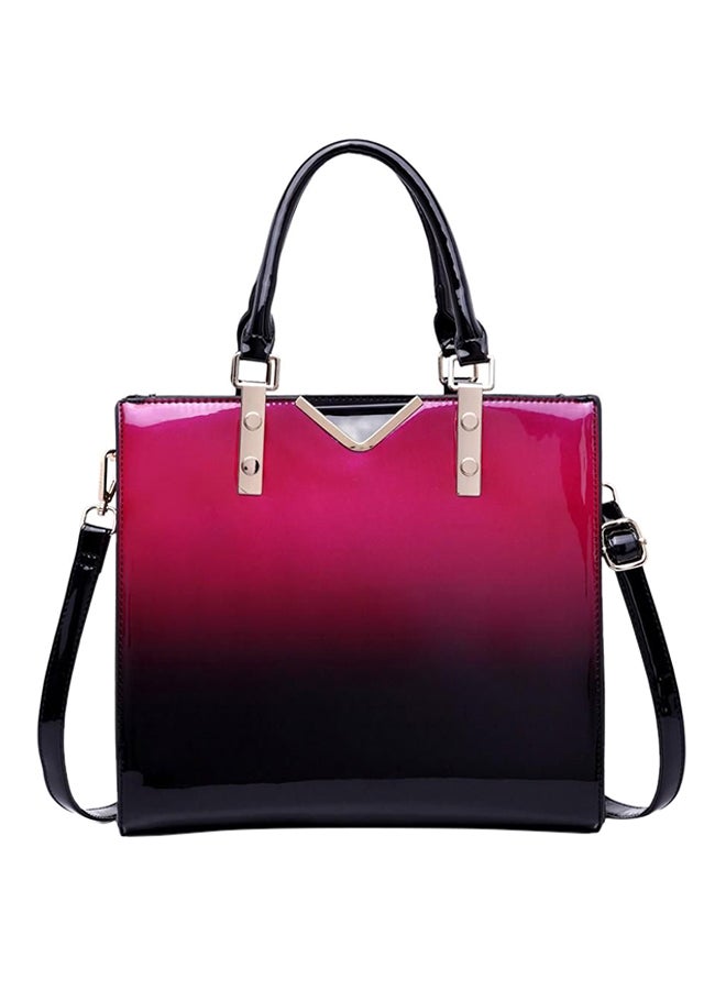 MISS LULU Patent Tote Bag Purple/Black - Image 1