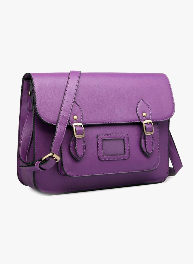 MISS LULU Briefcase Design Crossbody Bag Purple - Image 3