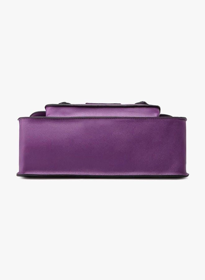 MISS LULU Briefcase Design Crossbody Bag Purple - Image 4
