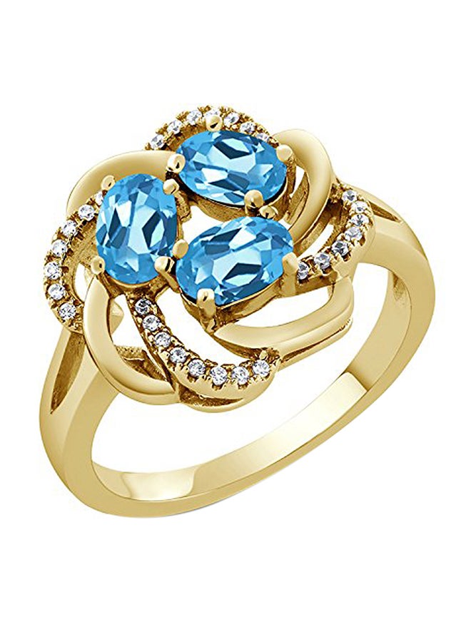 GEM STONE KING 18 Karat Gold Plated Silver Ring With Multiple Gem Stones - Image 1