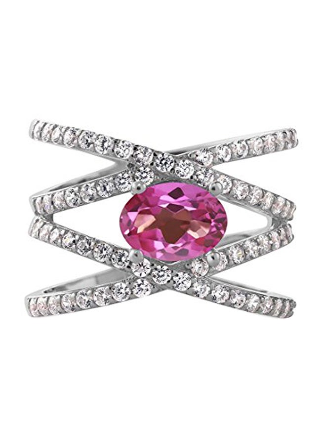 جم ستون كينج خاتم انيق من الفضة الإسترليني مزين بأحجار كريمة منوعة - Image 1