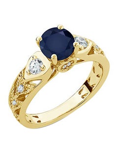 18 Karat Gold Plated Silver Ring With Multiple Gem Stones
