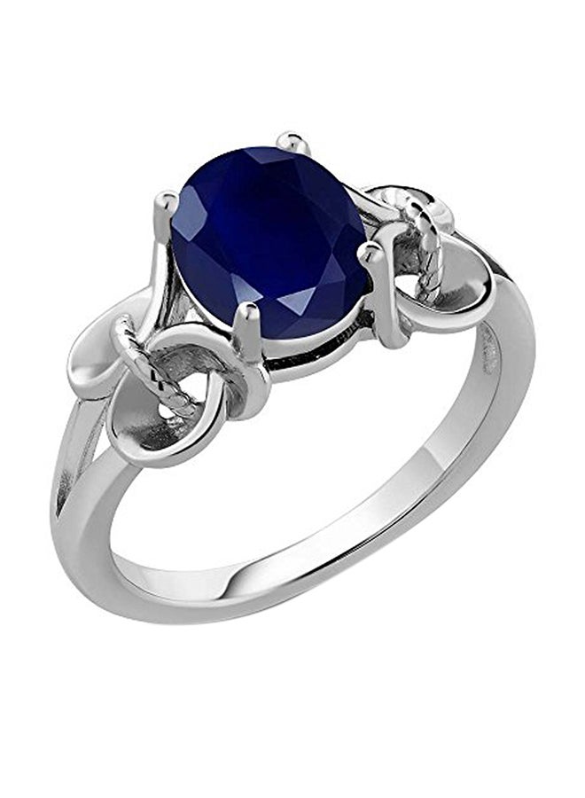 GEM STONE KING Sterling Silver Oval Sapphire Ring - Image 1