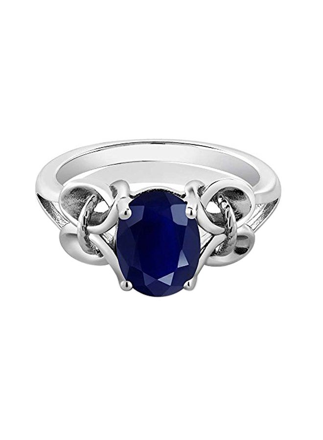 GEM STONE KING Sterling Silver Oval Sapphire Ring - Image 2