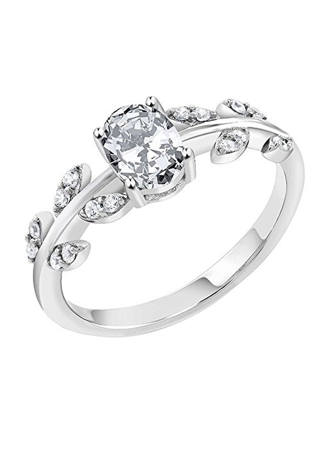 جم ستون كينج خاتم مصنوع من الفضة الإسترليني مرصع بالزركونيا المكعبة بتصميم النبات المتسلق - Image 1