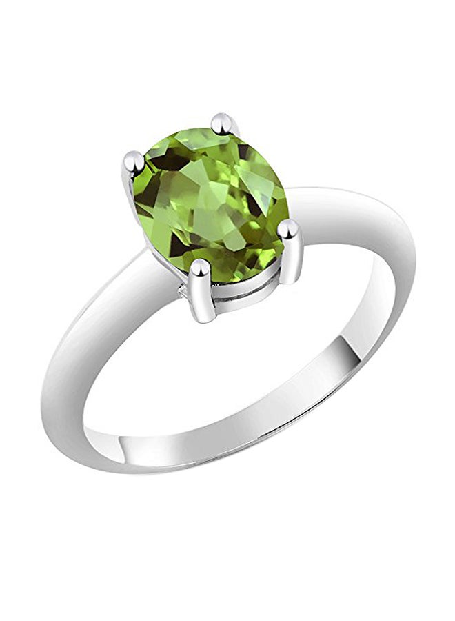 GEM STONE KING Sterling Silver Oval Peridot Birthstone Ring - Image 1
