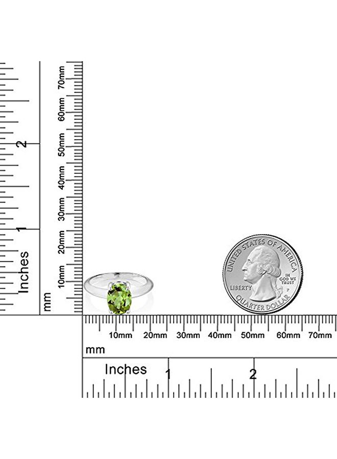 GEM STONE KING Sterling Silver Oval Peridot Birthstone Ring - Image 3