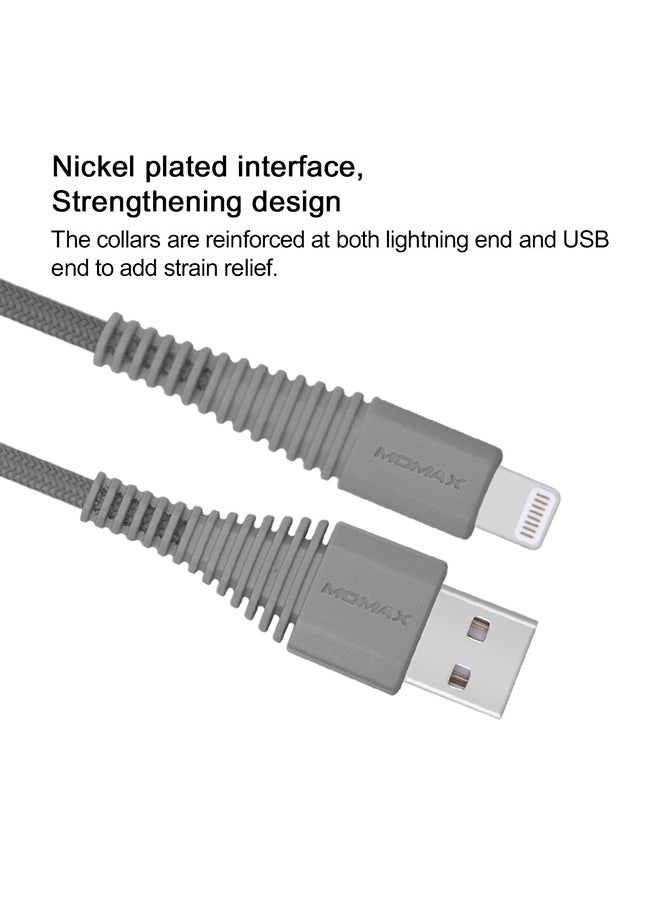 Momax - Tough Link Lightning To USB Cable Grey - Image 1