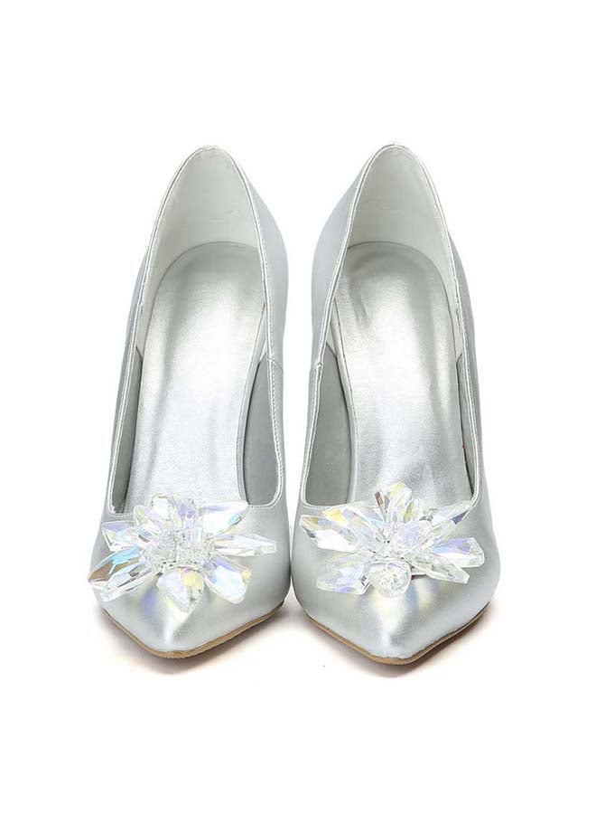 GFM - Leather High Heel Pumps Silver - Image 1