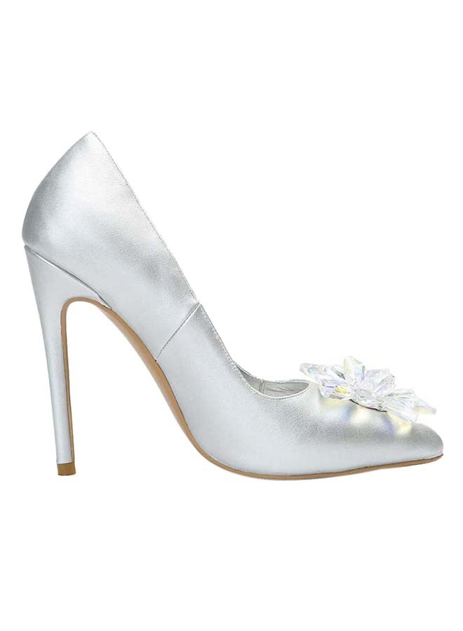 GFM - Leather High Heel Pumps Silver - Image 1