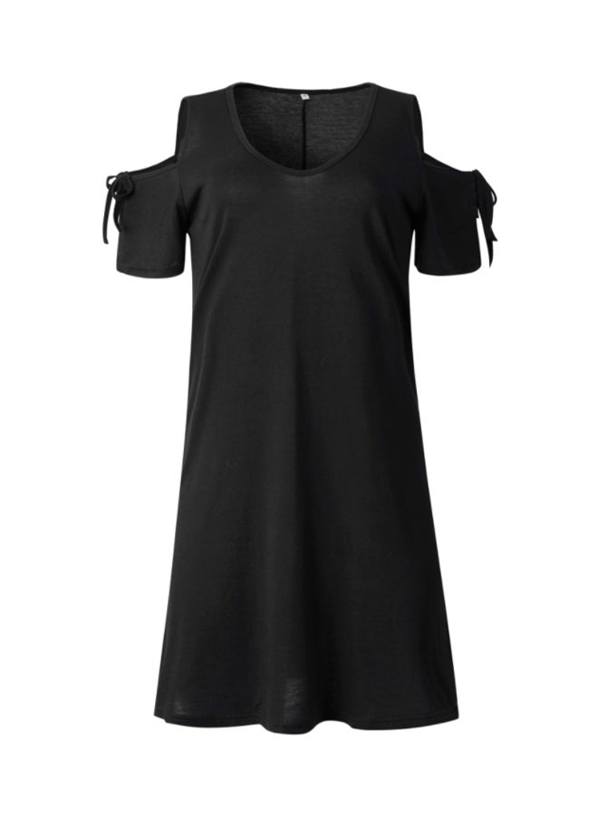 Round Neck Mini Dress Black