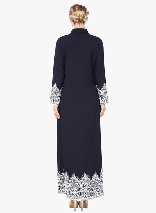 Sharpdo Elegant Long Sleeve Dress Navy Blue  - Image 2