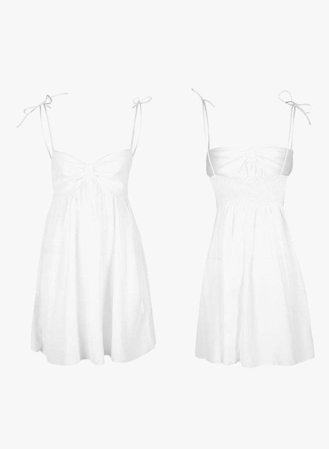 Sharpdo Sweetheart Neck Knotted Strap Dress White  - Image 2