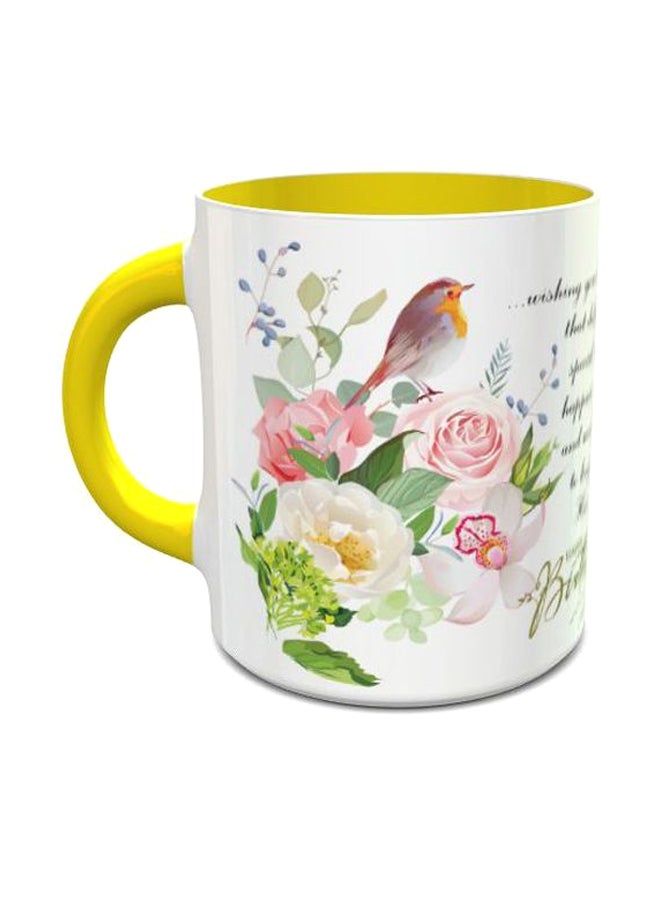 Happy Birthday Design 0101 Printed Coffee Mug White/Yellow/Green