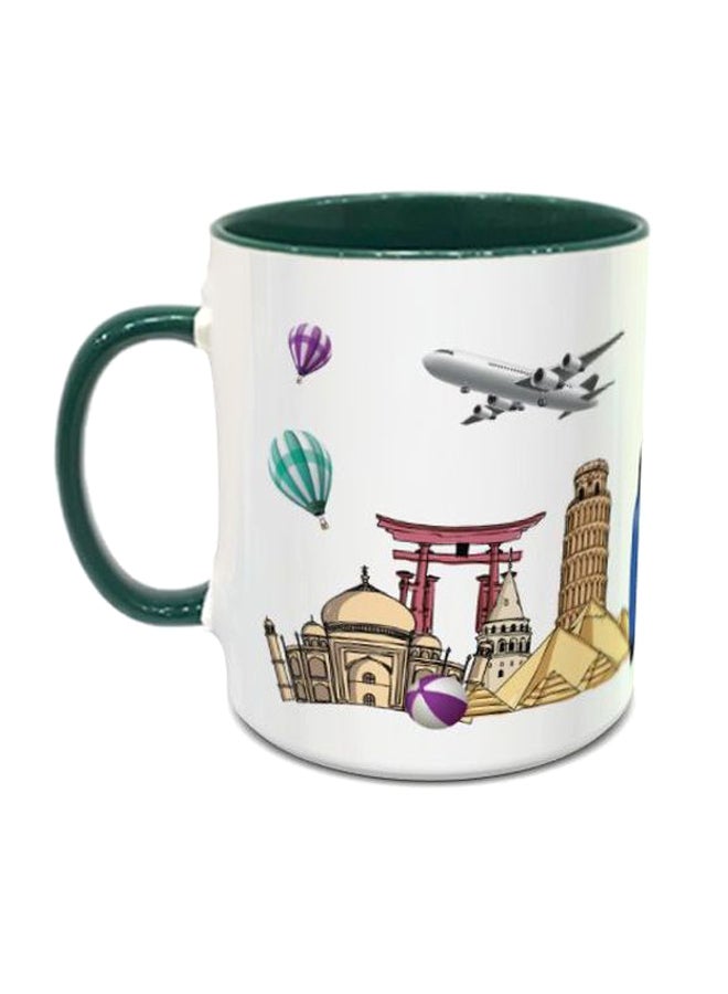 Impress I Love Travel Printed Coffee Mug White/Beige/Green