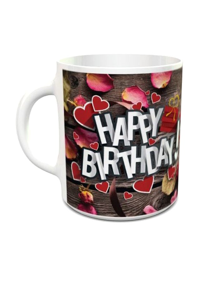 Impress Happy Birthday Lover Printed Coffee Mug Grey/White/Red