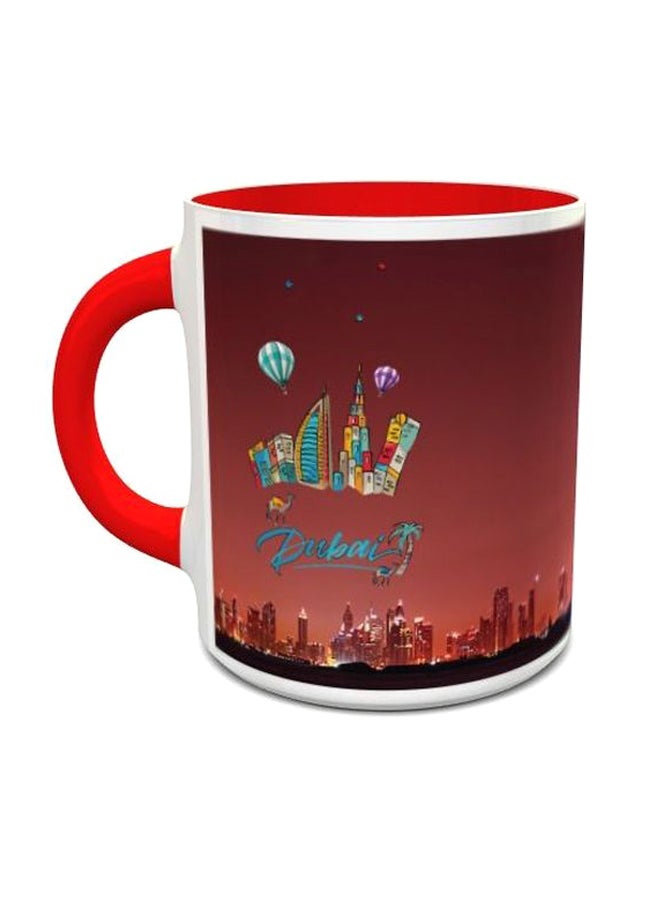 إمبريس قدح قهوة بتصميم مدينة دبي بني/أبيض/أحمر