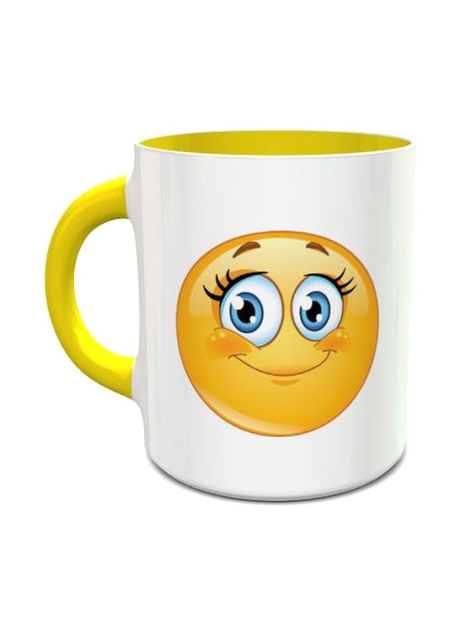 Cute Smiley Printed Coffee Mug White/Yellow