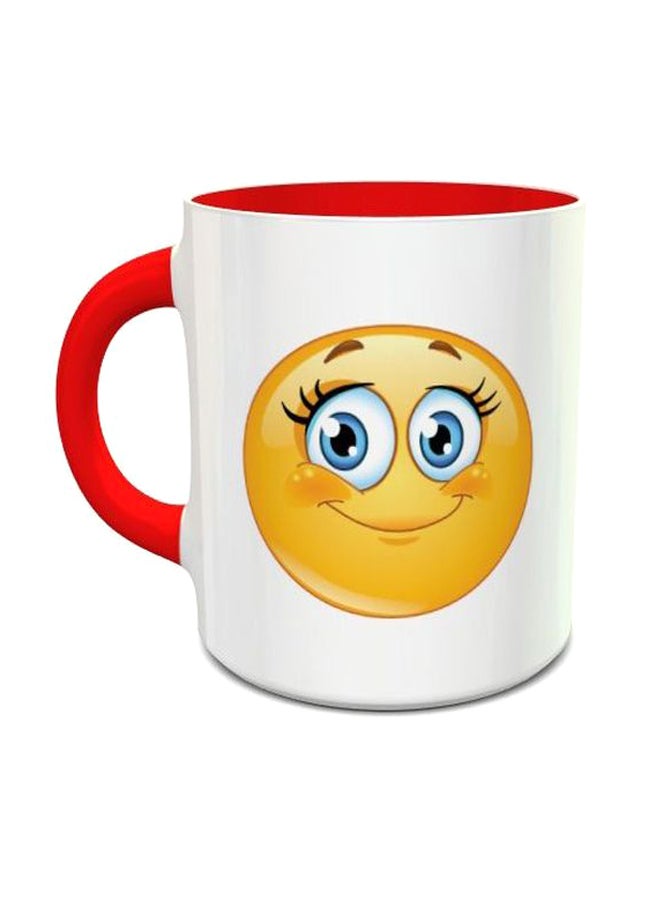 مج قهوة بطبعة ابتسامة لطيفة أبيض/ أصفر/ أحمر