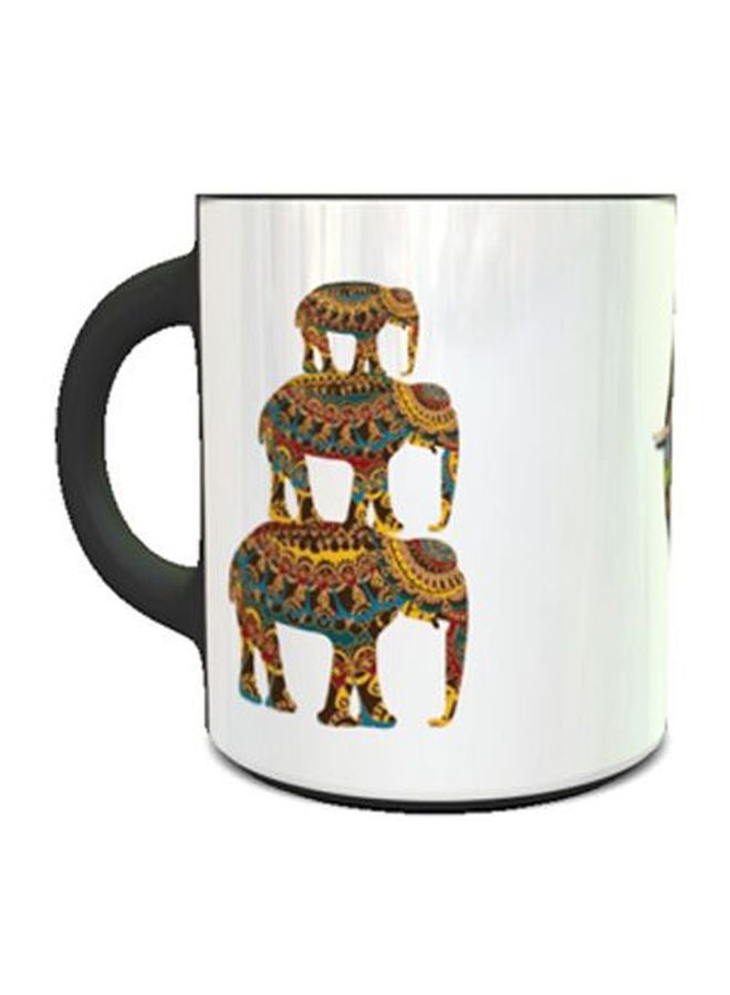 Elephant Printed Magic Coffee Mug White/Gold/Blue