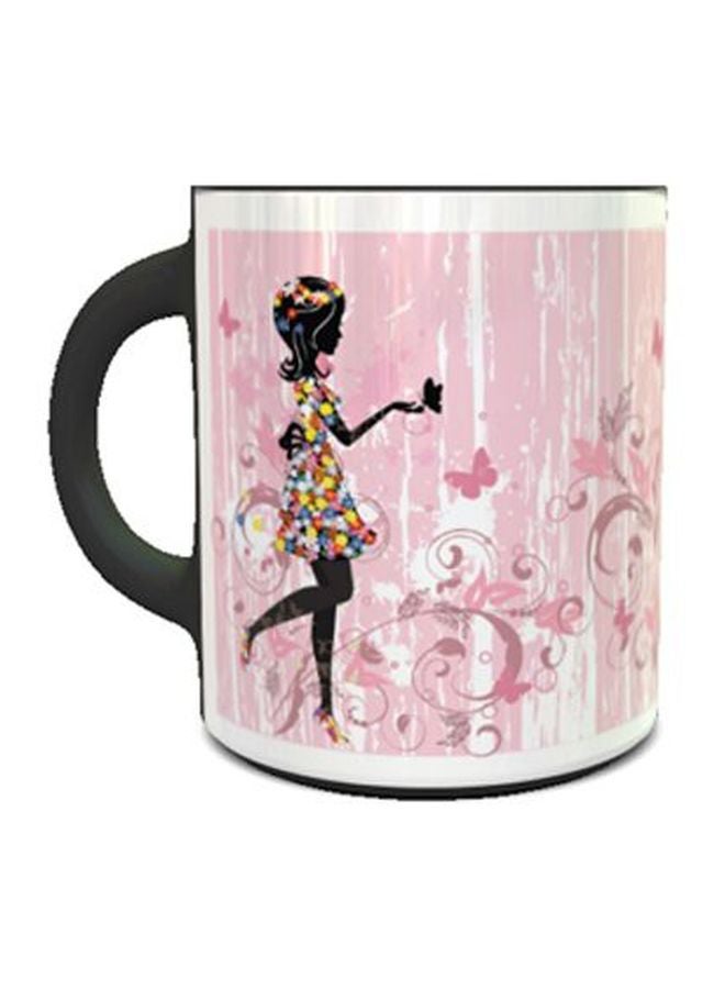 إمبريس قدح قهوة مطبوع عليه صورة فتاة مرسومه بالورد متعدد الألوان