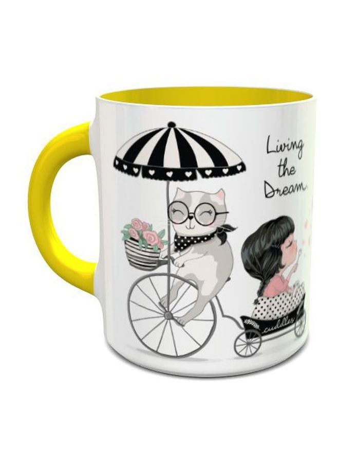إمبريس قدح قهوة مطبوع عليه عبارة "Living The Dream" أبيض/أصفر/وردي