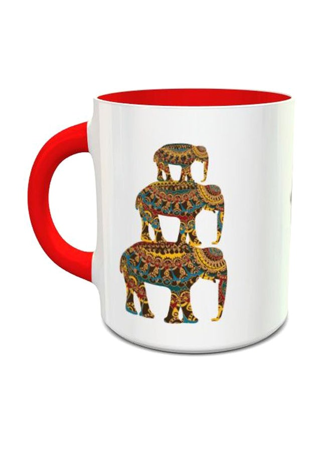 إمبريس كوب قهوة مطبوع برسمة فيل أبيض/أحمر/أخضر