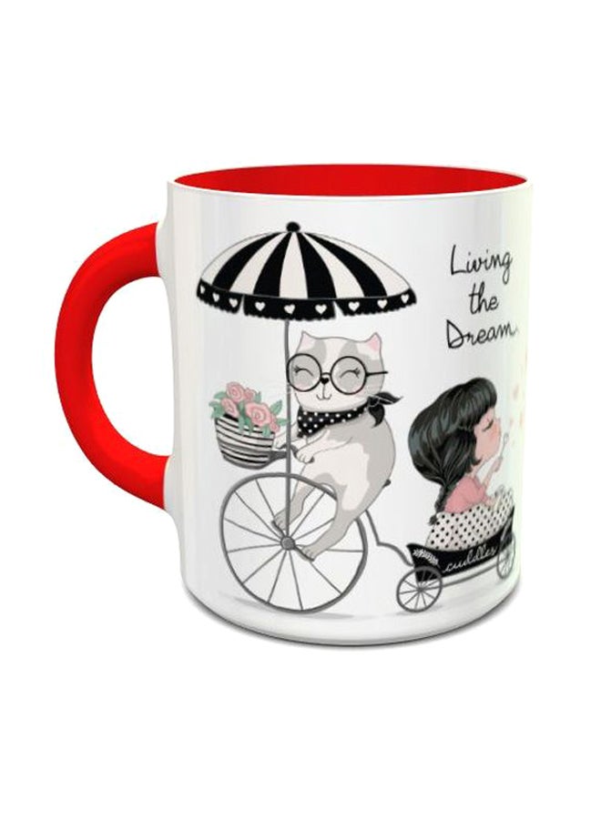 إمبريس قدح قهوة مطبوع عليه عبارة "Living The Dream" أحمر/ أبيض/ أسود