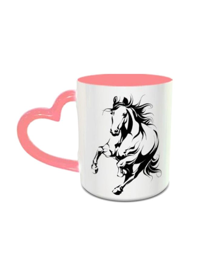 إمبريس قدح قهوة بمقبض على شكل قلب مطبوع بنقشة جميلة أبيض/أسود/وردي